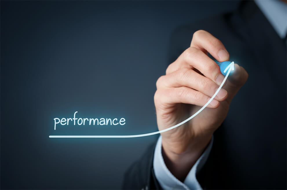 man drawing performance graph